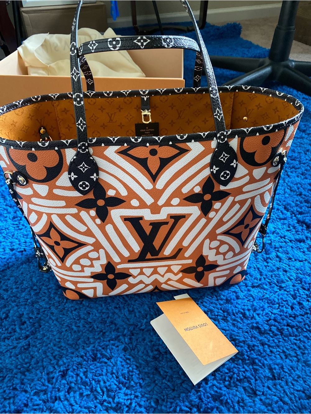 Louis Vuitton Orange and Black Monogram Neverfull Tote- Limited Edition. - Picture 1 of 13
